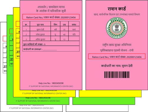 Sample Jharkhand Ration Card preview